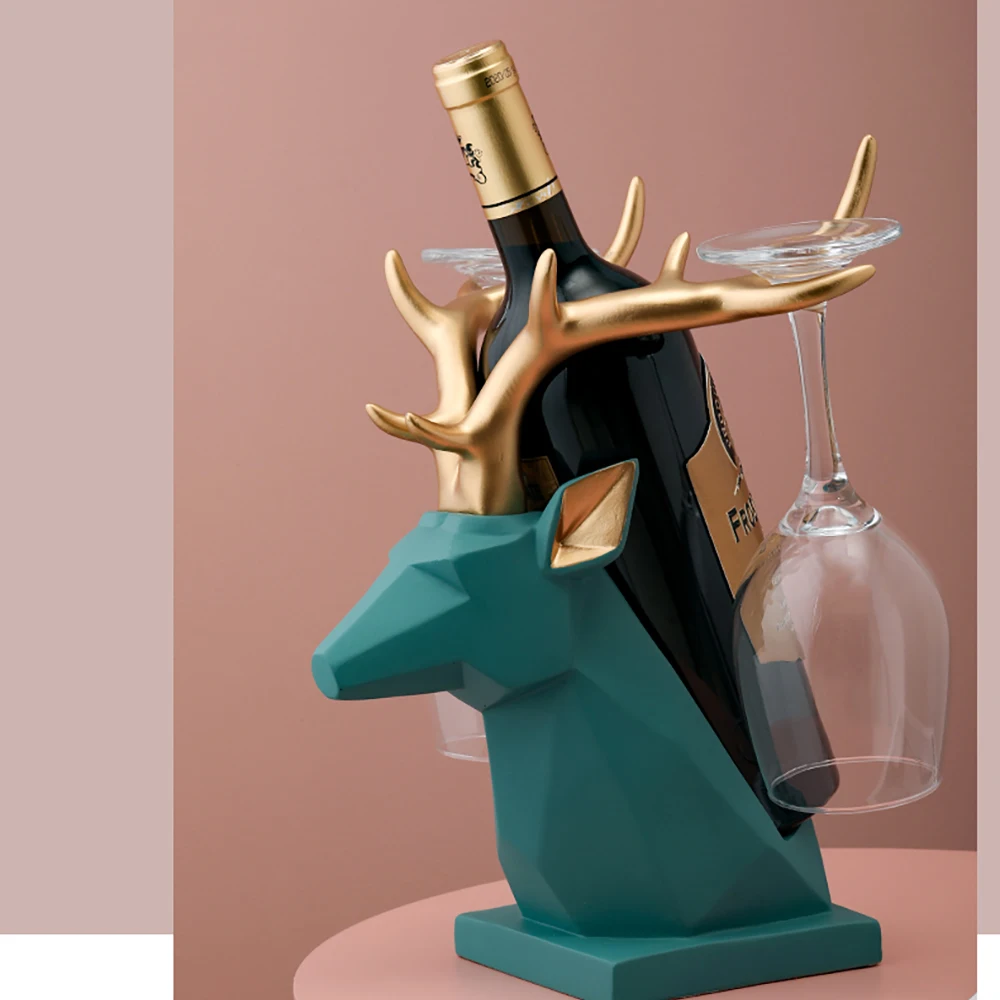creative resin deer head wine rack wine bottle holder wine stand home livingroom decoration kitchen bar cabinet decor craft gift free global shipping
