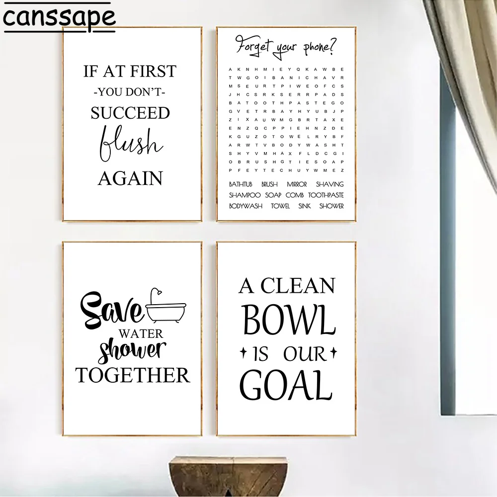 Забавная Настенная картина для ванной холст кавычки иллюстрация принт унитаз