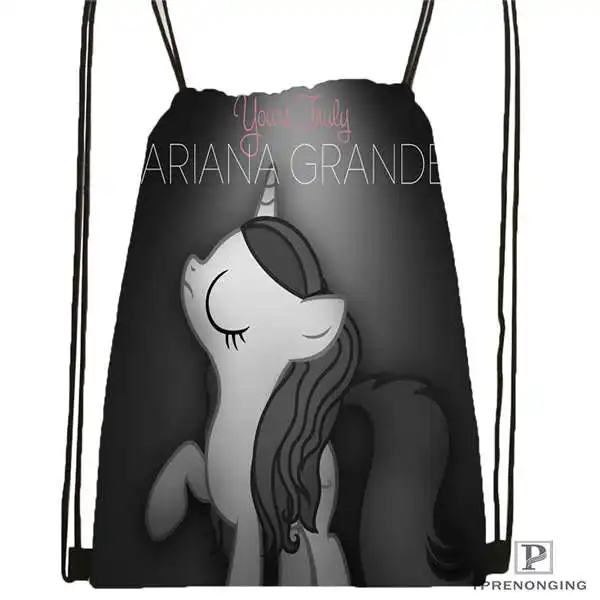 Drawstring Backpack Изготовленный На Заказ Ariana-Grande@ 02-походная сумка на шнурке милый рюкзак для детей(черная спинка) 31x40 см#180611-03-114 - Цвет: Drawstring Backpack