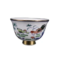 china old porcelain gold and pastel bowl with pattern whole family chicken pattern china food bowl