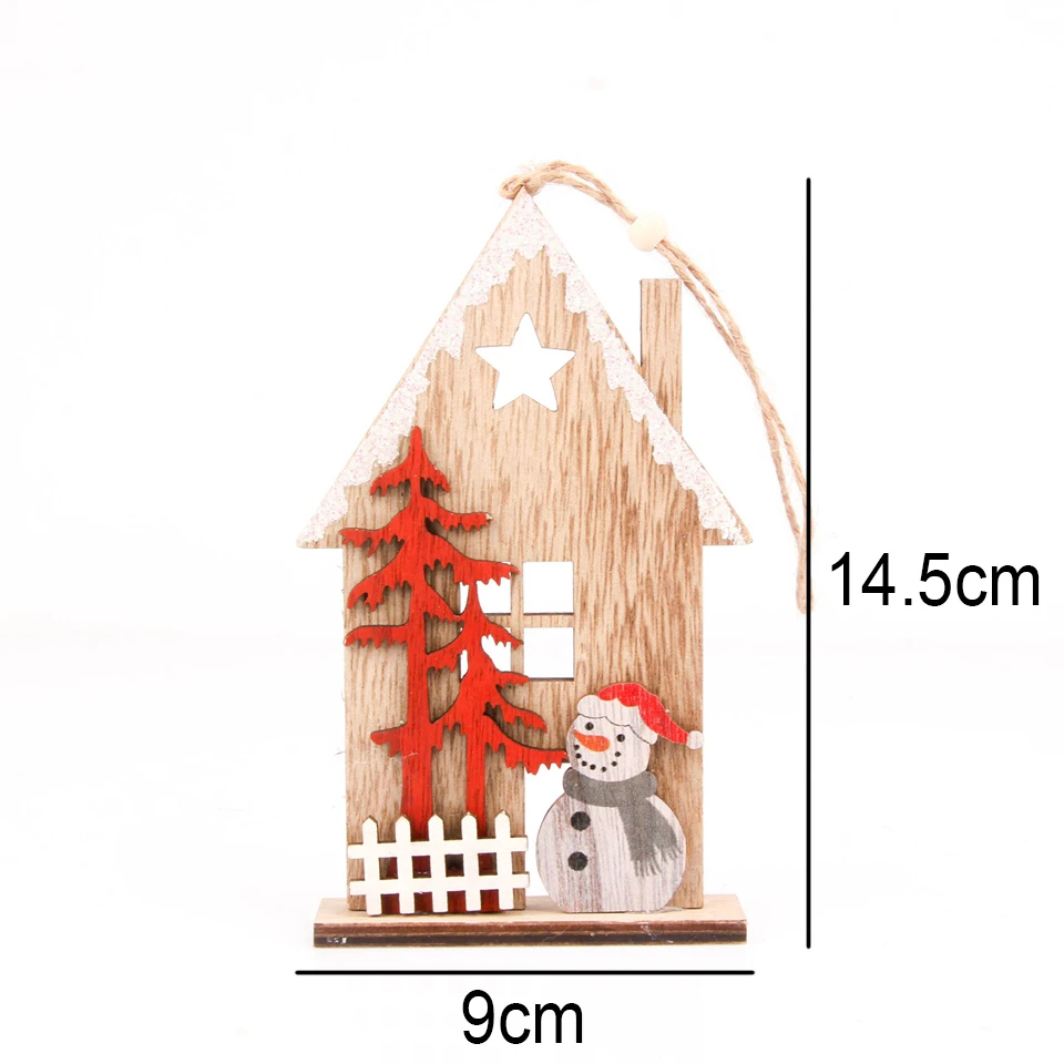 Wood color 1 шт. красочные деревянные подвески в форме дома, рождественские украшения DIY, красивые деревянные украшения, Рождественская серия, декоративные игрушки - Цвет: Wood color