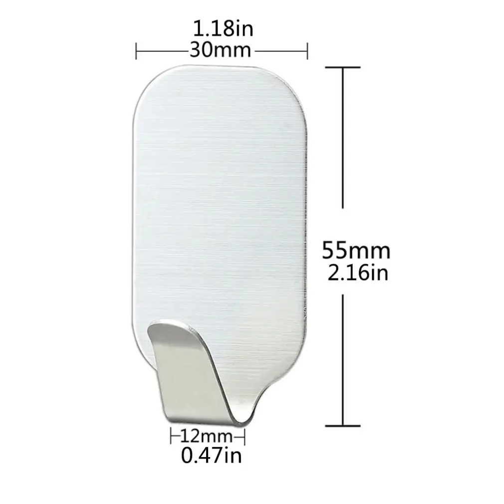 

4/8/10/16Pcs 304 Stainless Steel Hook Free Punching Wall-Mounted Strong Oval Widened Hook Bathroom Nail-Free Hooks Househol