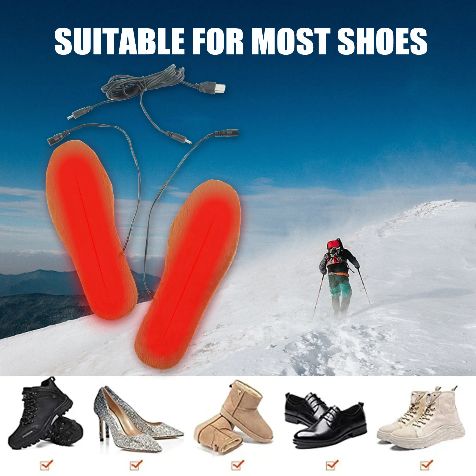 

Unisex Winter Warmer Foot USB Charging Electric Heated Insoles For Shoes Heating Insole Boots Cuttable Rechargeable Heater Pads