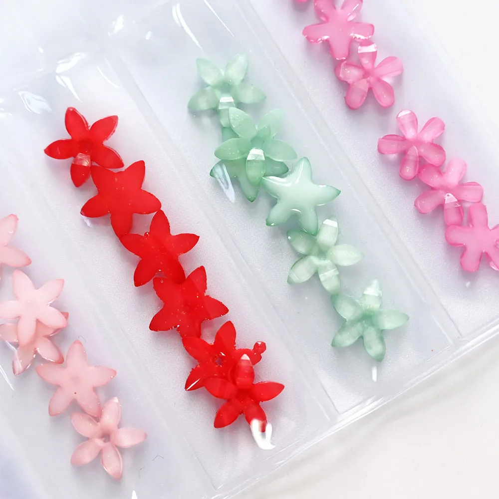 

6 Grids/Bag Star Flower Nail Art Decorations Resin Polish UV Gel DIY Ornaments Starfish Manicure Acrylic 3D Accessories JY#060