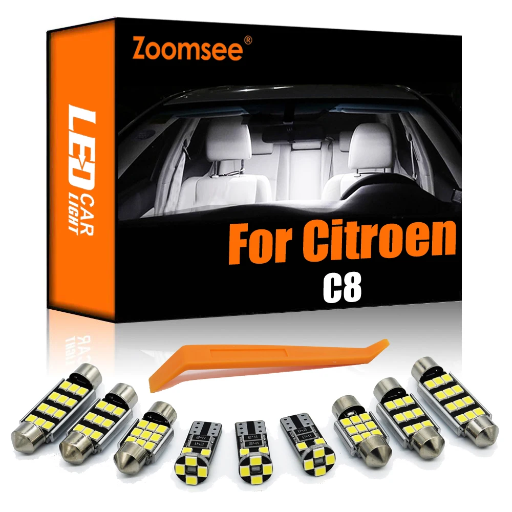 

Zoomsee 10Pcs Interior LED For Citroen C8 2002-2020+ Canbus Vehicle Indoor Dome Map Reading Trunk Light Error Free Auto Lamp Kit