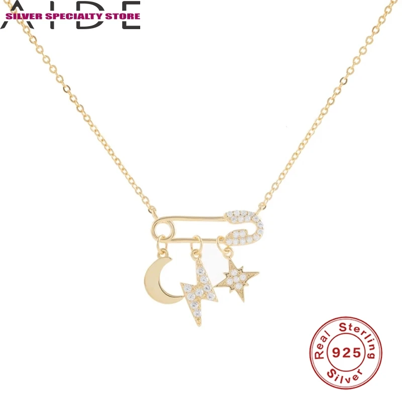 

AIDE Zircon Pendant Necklace 925 Sterling Silver Necklace For Women 2020 Jewelry Initial Choker Necklace Collares Bijoux Collar