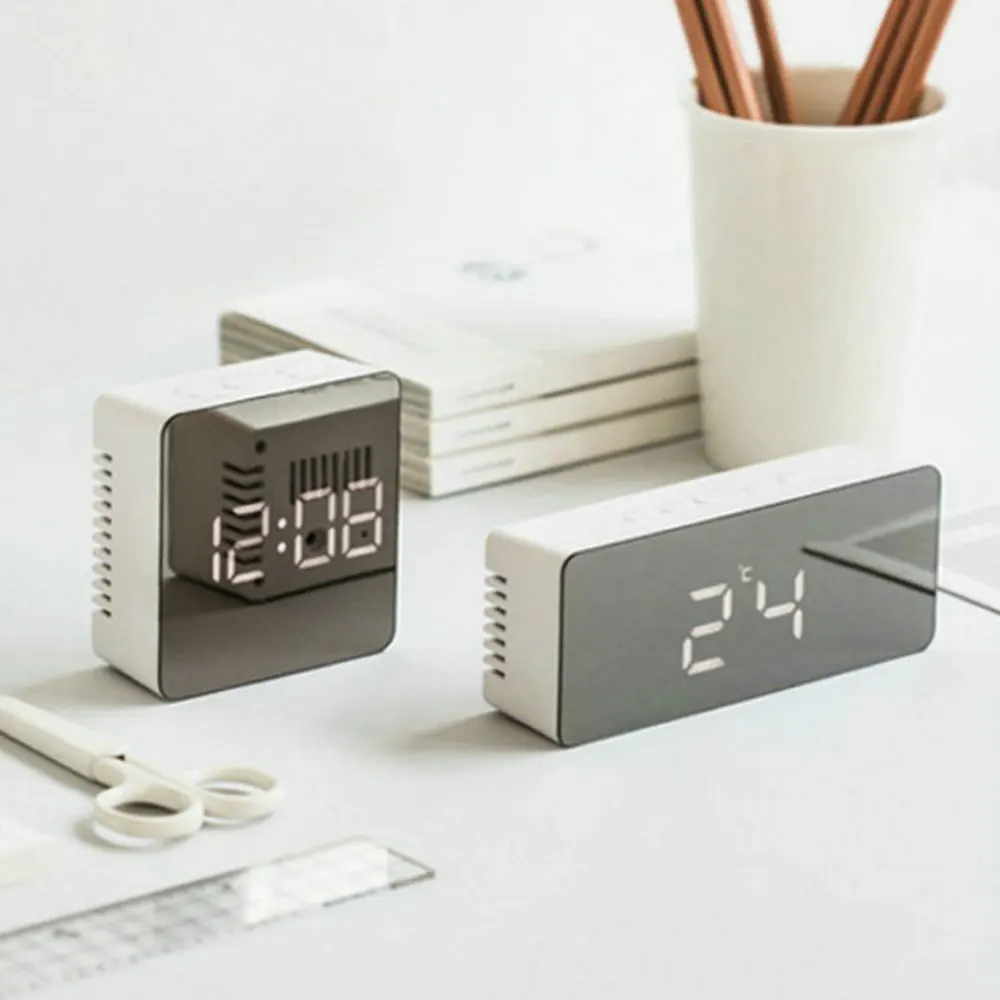 Многофункциональные зеркальные настенные часы электронные настольный цифровой