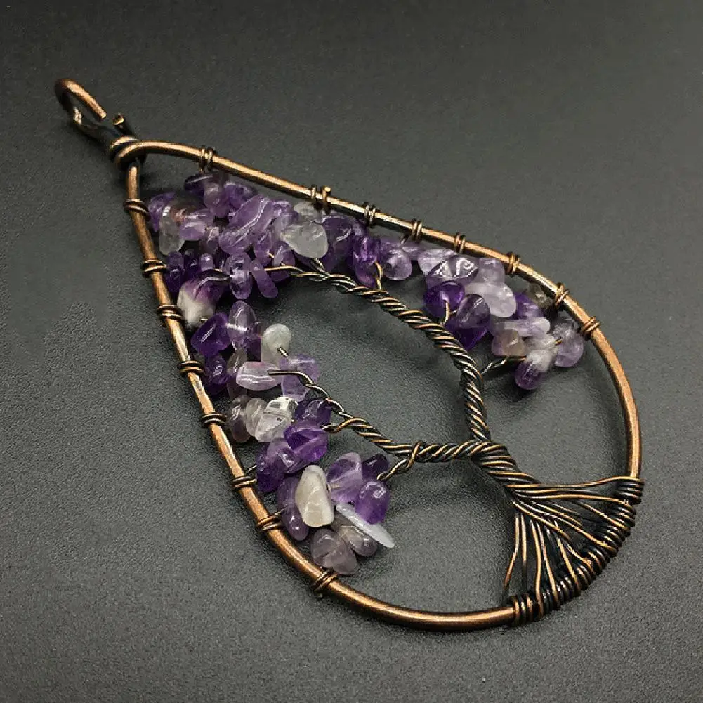 Натуральное каменное Дерево жизни ожерелье с кулоном для женщин целебное