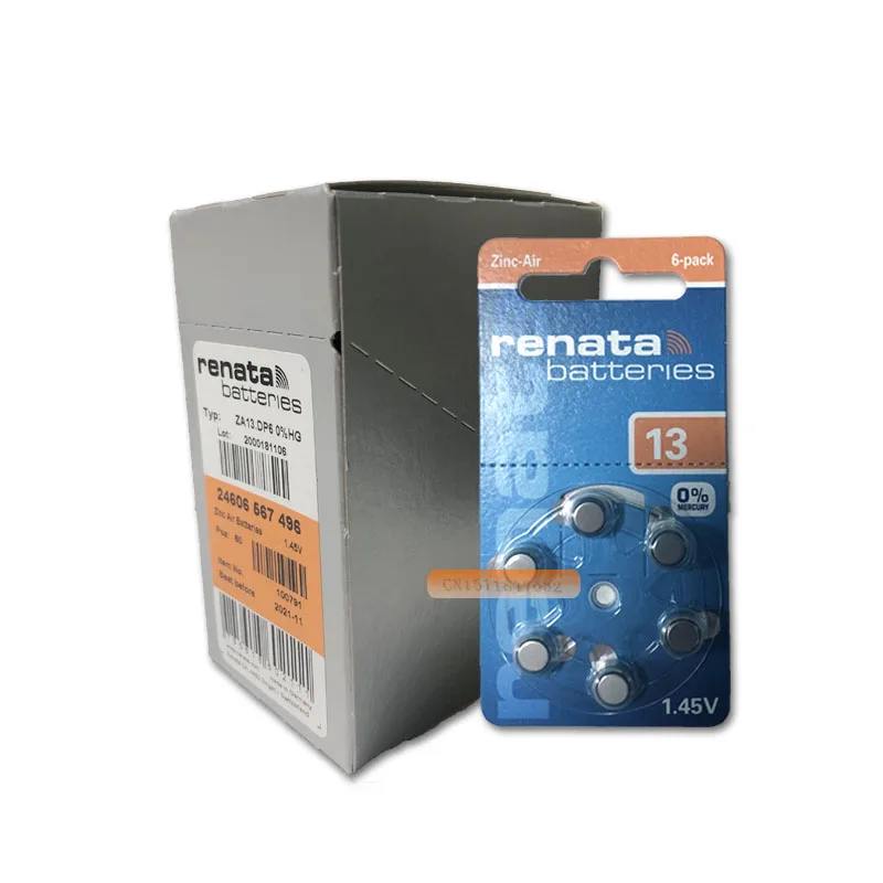 1 упаковка (6 батарей) XRenata Maratone размера плюс A13 13A ZA13 PR48 Zinc Air 45 V Аккумулятор для