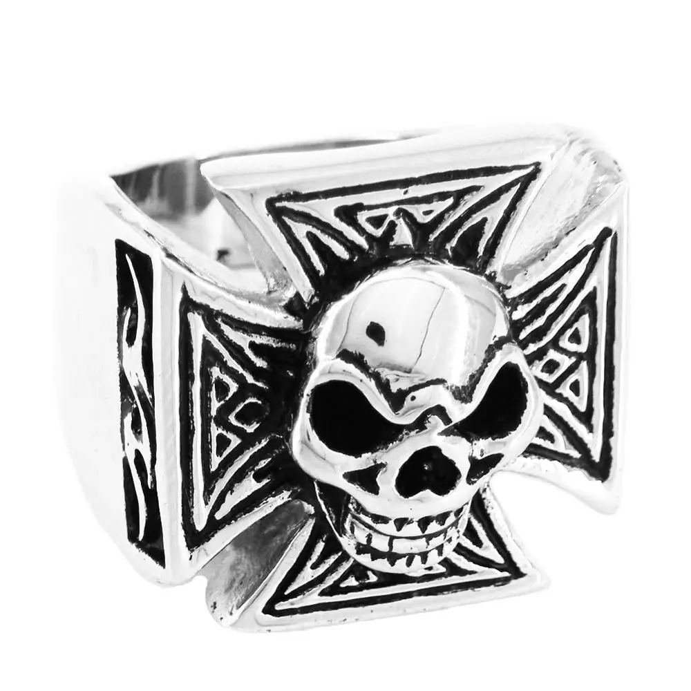 Кольцо FSR07W68 из нержавеющей стали с изображением черепа на кресте|stainless steel jewelry|steel