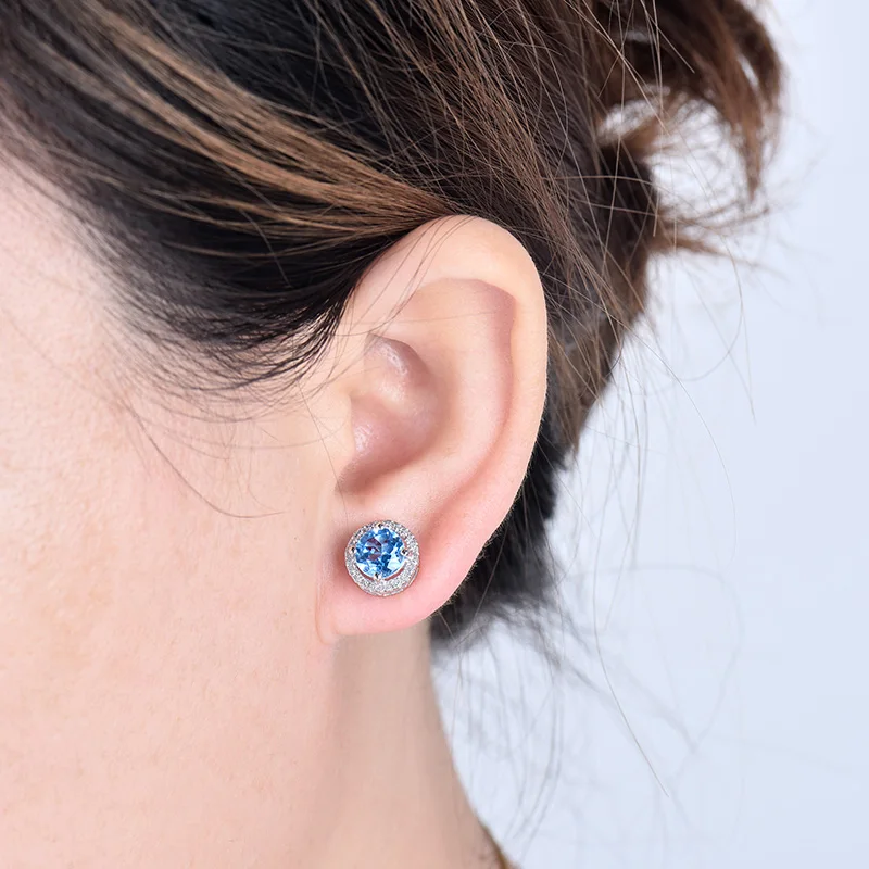 Винтажные круглые серьги гвоздики LOVERJEWELRY 6 5 мм из твердого белого золота 18 карат
