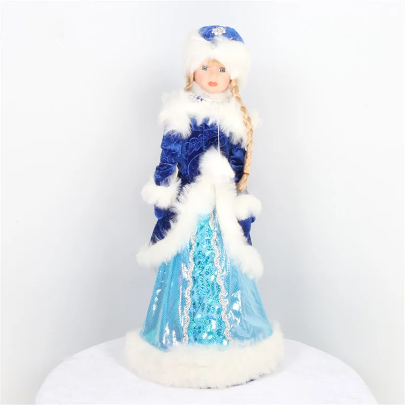 55cm blue Коробка для конфет, Кукла Снегурочка, рождественские игрушки, Детский Костюм Снегурочки для детей, рождественские украшения для дома, новогодние украшения - Цвет: 55cm blue