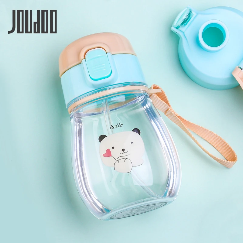 JOUDOO 350 мл, детская бутылка для воды с соломенной веревкой, портативные бутылки для детей, без бисфенола, пластиковые спортивные Прямые питьевые напитки 35