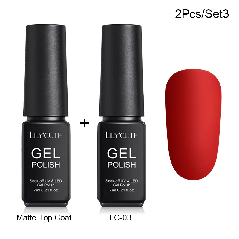 2 Pcs 3 LILYCUTE Матовый УФ-гель для ногтей матовый верхний слой цвет УФ гель для ногтей лак Гибридный впитывающий гель лак маникюрный гель лак - Цвет: 2 Pcs 3