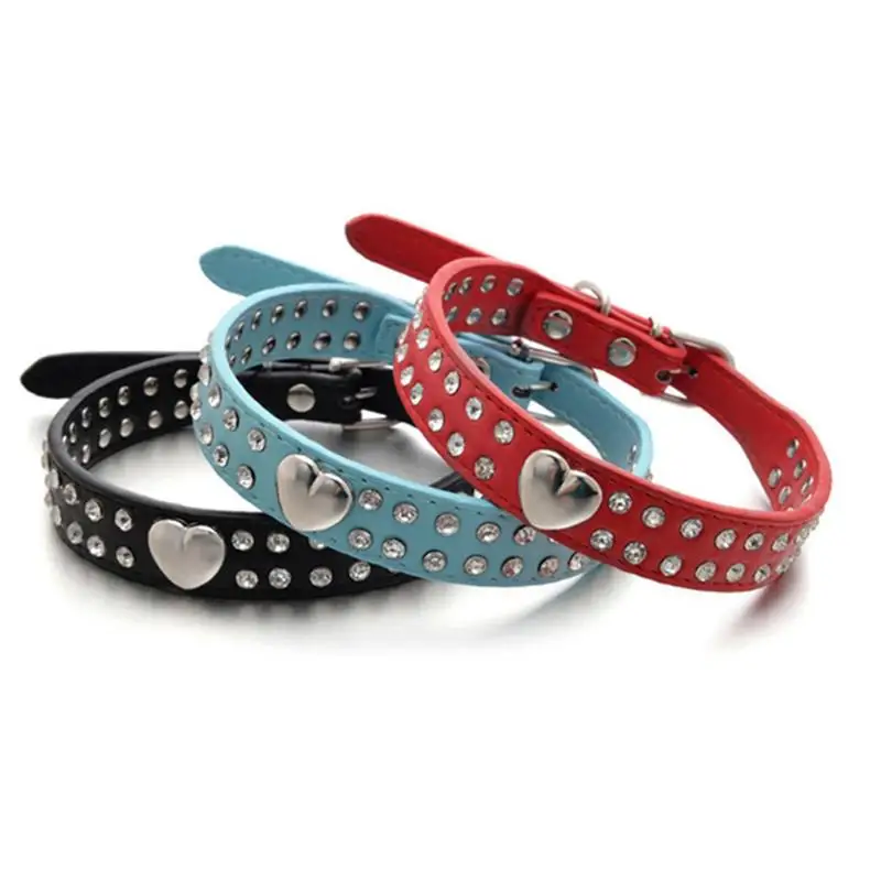 

Comfortable Suede Fiber Crystal Dog Collar Glitter Rhinestone Dog Collars Zinc Alloy Buckle Collar for Small Dogs Cat XXS/XS/S/M