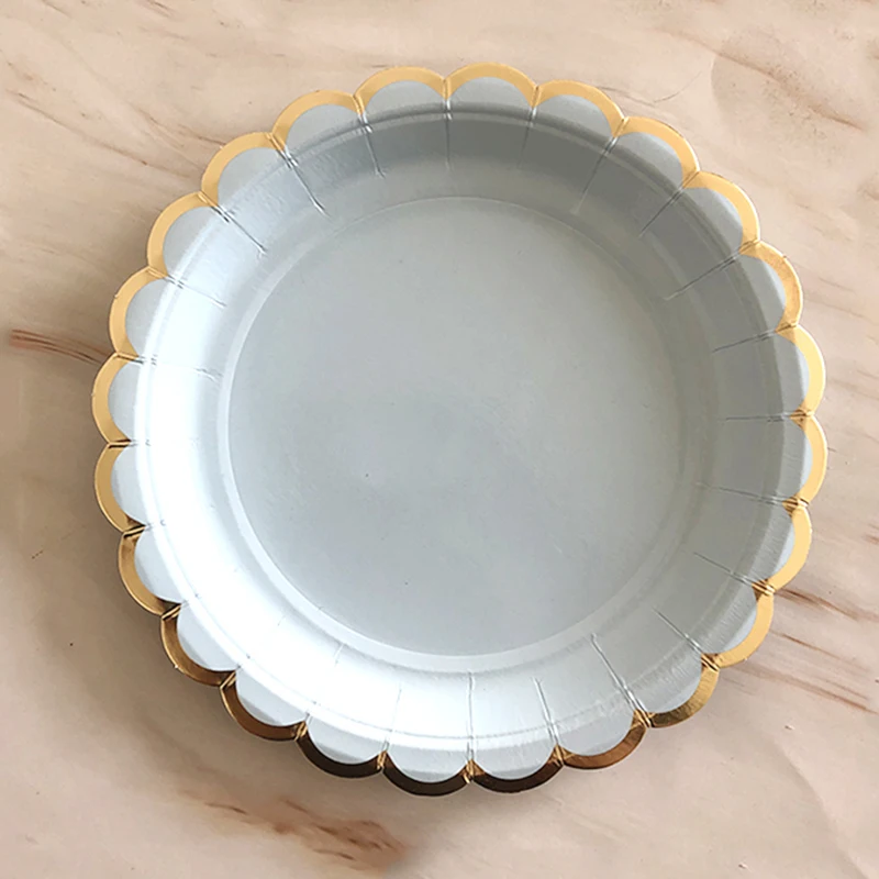 40 шт./компл. синяя одноразовая посуда бумажные тарелки для вечеринки салфетка