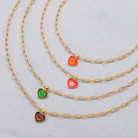 fashion colorful love heart pendant necklace for women sweet couples rainbow choker romantic lovers necklaces 2021 party jewelry