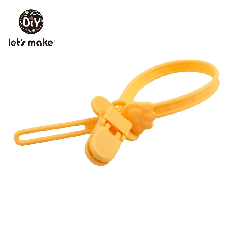 yellow Let's Make/подарок для ребенка, цепочка для соски, персонализированные аксессуары, 5 шт., силиконовый зажим для когтей кошки, BPA Free, держатель для соски на цепочке - Цвет: yellow
