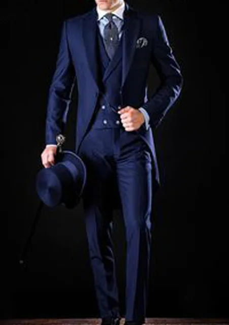 

Italian gentleman style Wedding Man Long tail coat Groom Prom Tuxedos Formal Mens Suits terno masculino (Jacket +Pants +Vest)t)