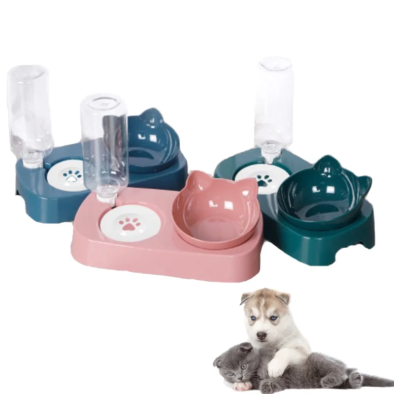 

Pet Cat Bowl Automatic Water Refilling Double Bowl Neck Guard Anti-overturning Dog Feeder Moisture-proof Mouth and Chin Pet Bowl