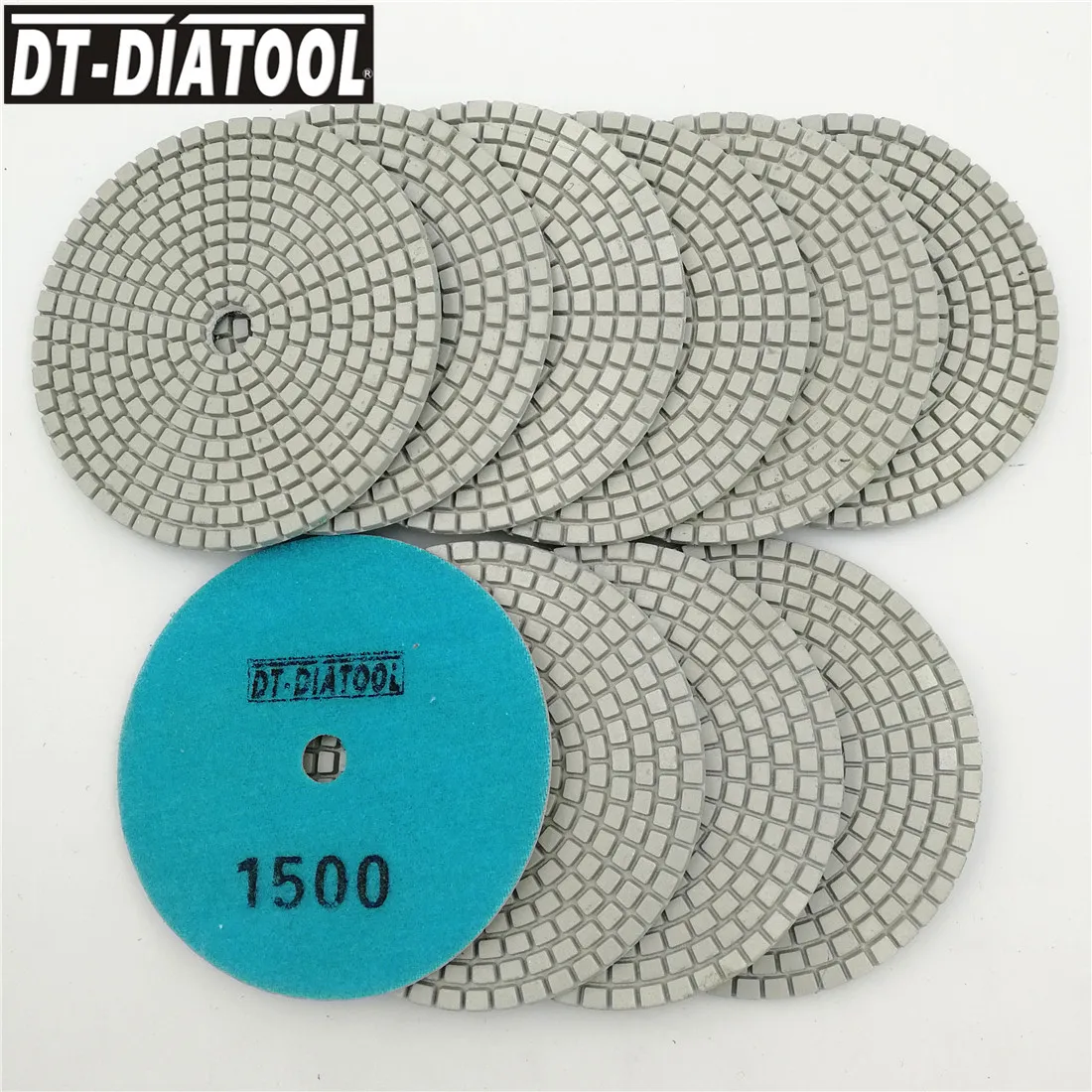 

DT-DIATOOL 10pcs Dia 100mm/4" Grit #1500 Diamond Wet or Dry Polishing Pads Resin Bond Sanding Discs For Granite Marble Stone