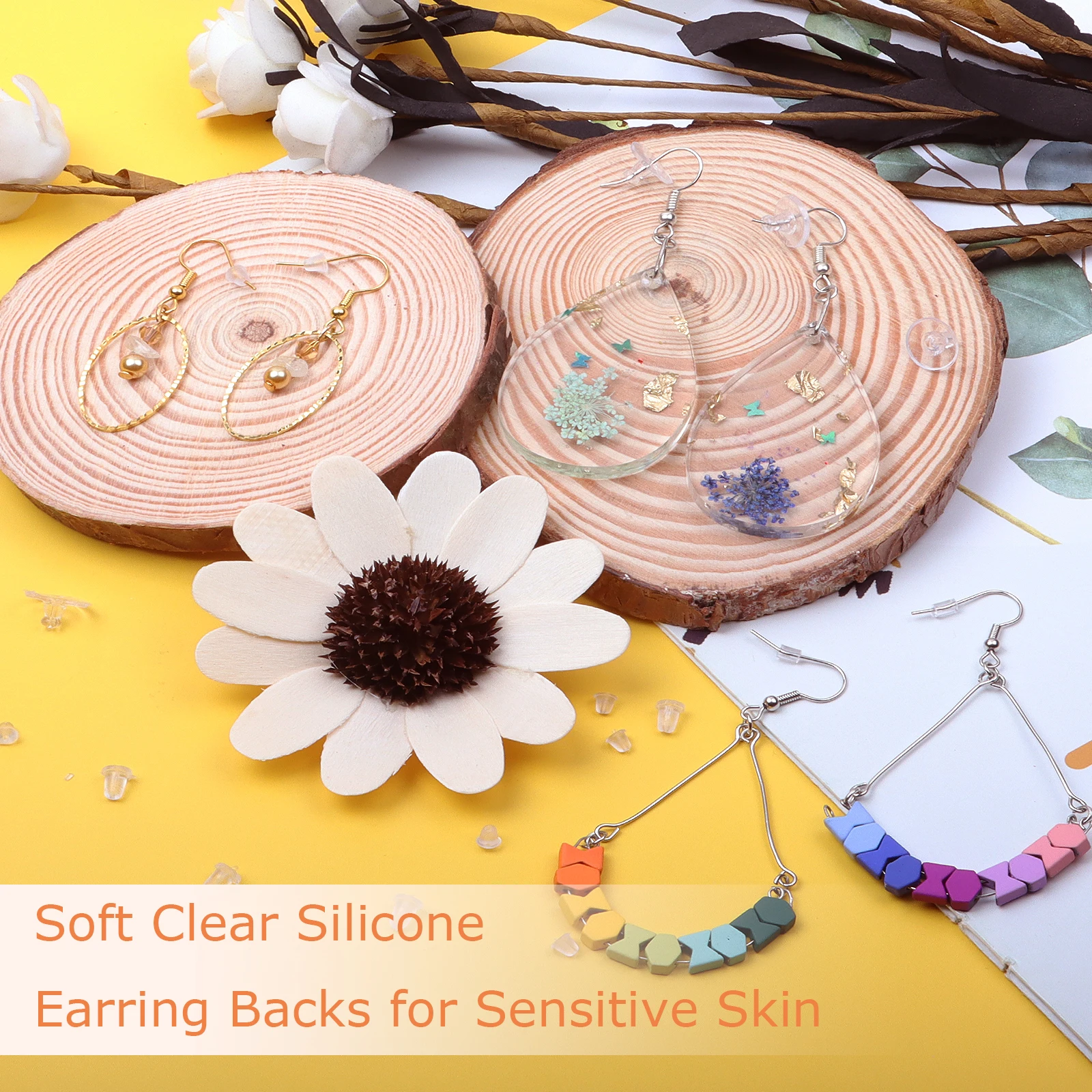 

1920pcs Hypoallergenic Rubber Earring Backs Replacements, 6 Styles Clear Earring Backs Silicone for Sensitive Skin