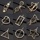 Лаконичная женская мини-заколка для волос с бантом, металлические геометрические заколки для волос, сплав, круглая звезда, заколка-Пряжка, головной убор для девочек, аксессуары для волос