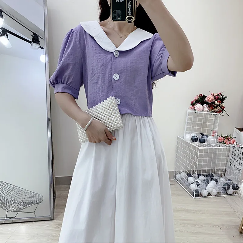 Blusa регулярные Zanzea приподнятая Топ Хлопок Половина Блузка Япония и Южная Корея 2021