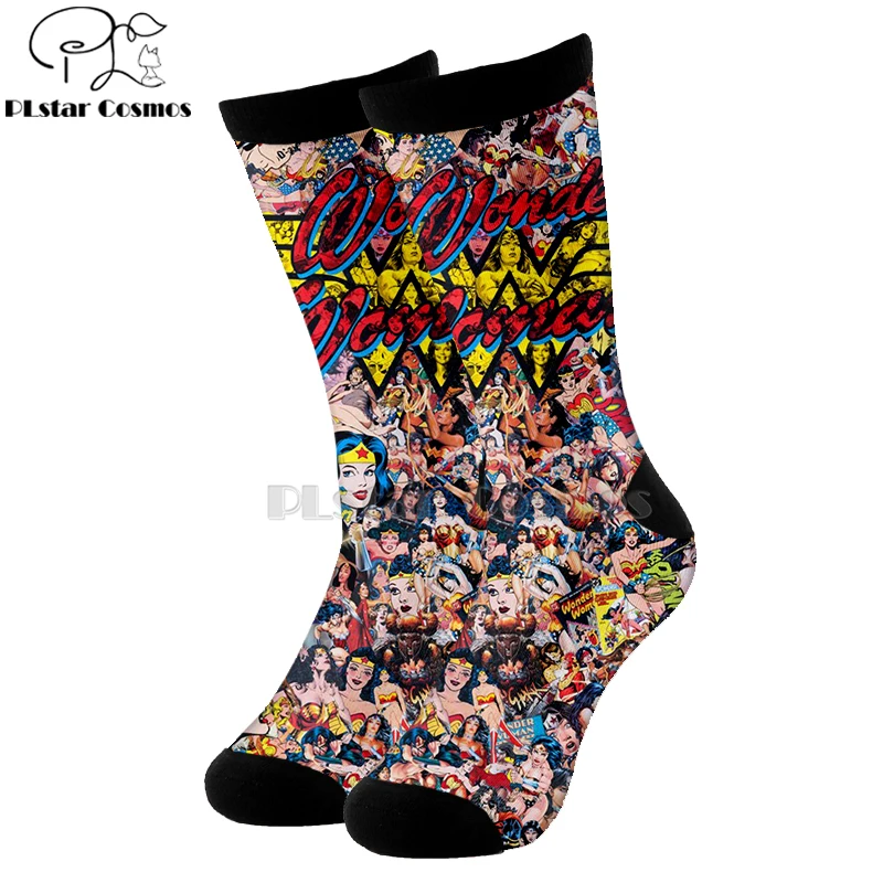 Plstar Cosmos комиксы Marvel Капитан Америка Симпсоны хлопковые носки мультфильм 3d печати носки высокие носки для мужчин и женщин высокого качества