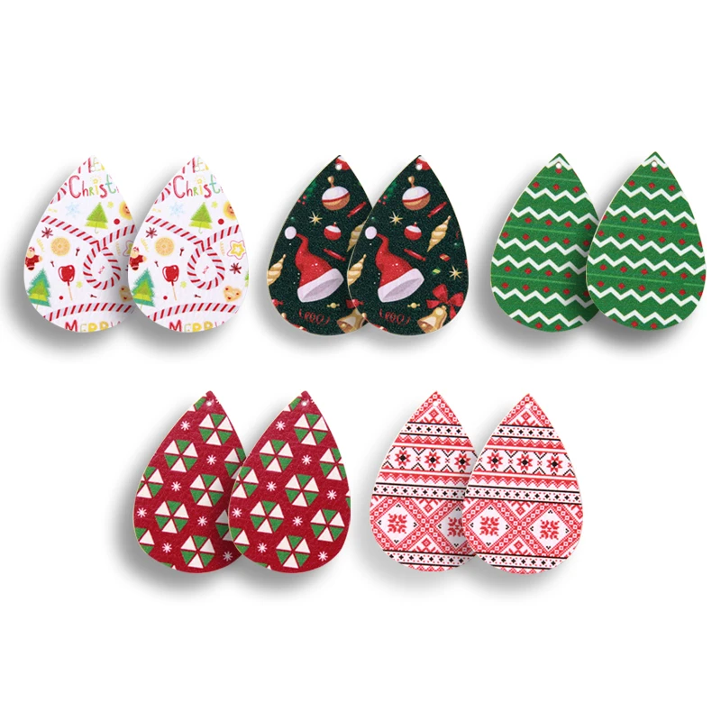 10 шт./партия соединитель для серег из искусственной кожи 2020 рождественские