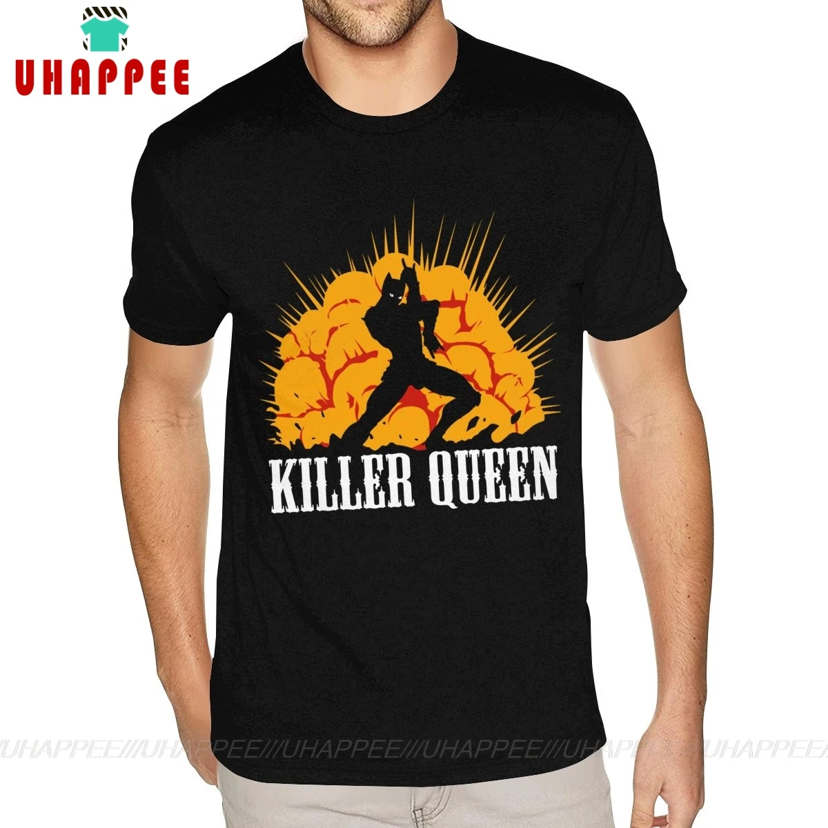 Необычные футболки для приключений Black Killer Queen JoJo мужские 3XL с коротким рукавом