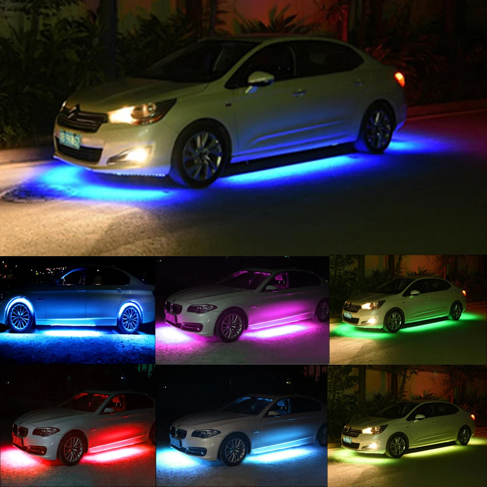 4 шт. автомобиль Underglow гибкие светодиодные ленты Светодиодный проблесковый