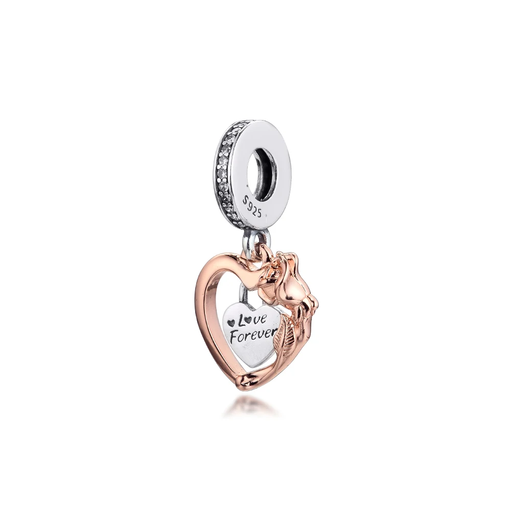 

Beads fits for Necklaces Bracelets 100% 925 Sterling-Silver-Jewelry Heart & Rose Flower Charms Free Shipping