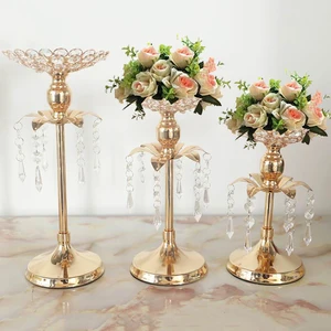 peandim gold crystal candle holder wedding decoration table centerpieces candelabra birthday party flower vase holder home decor free global shipping