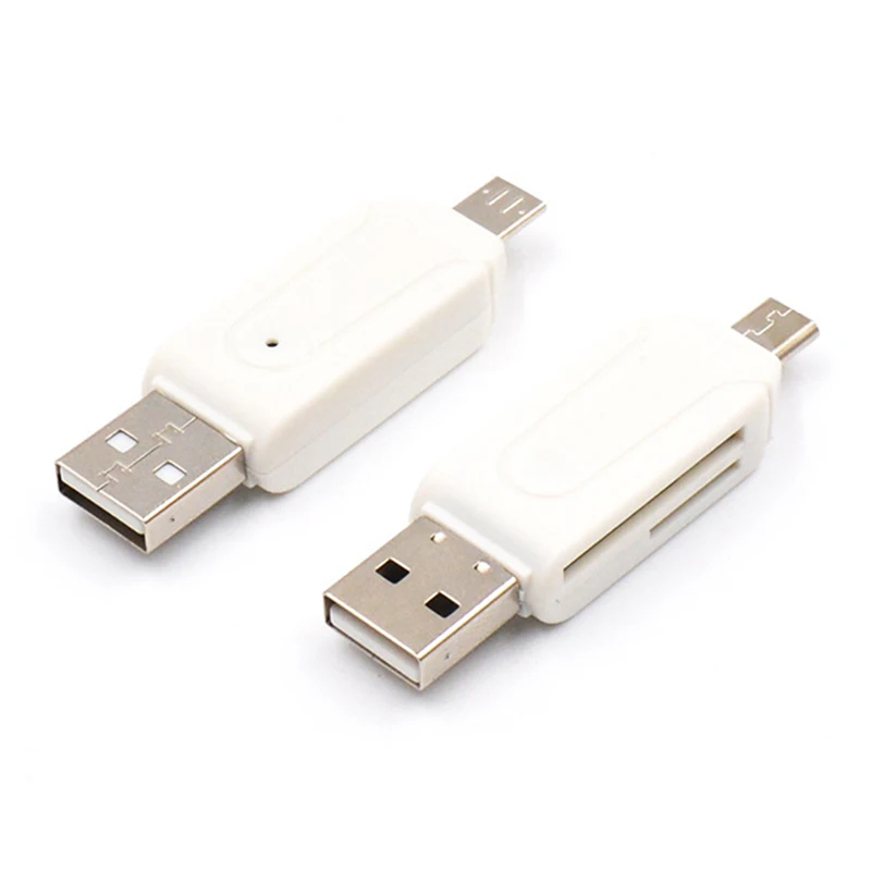 Адаптер 2 в 1 Micro USB OTG универсальный кардридер для TF/SD карт Android ПК адаптер адаптеры
