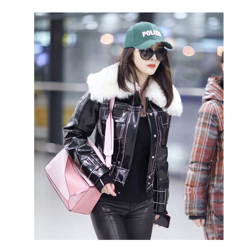 

Female bag 2021 winter new stitching geometric bag large leather pillow bag color matching small portable messenger shoulder bag