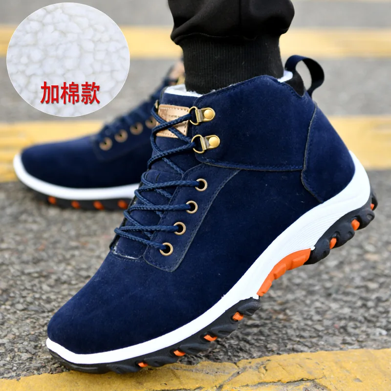 Зимние Бархатные рабочие ботинки мужские теплые высокие зимние спортивная обувь