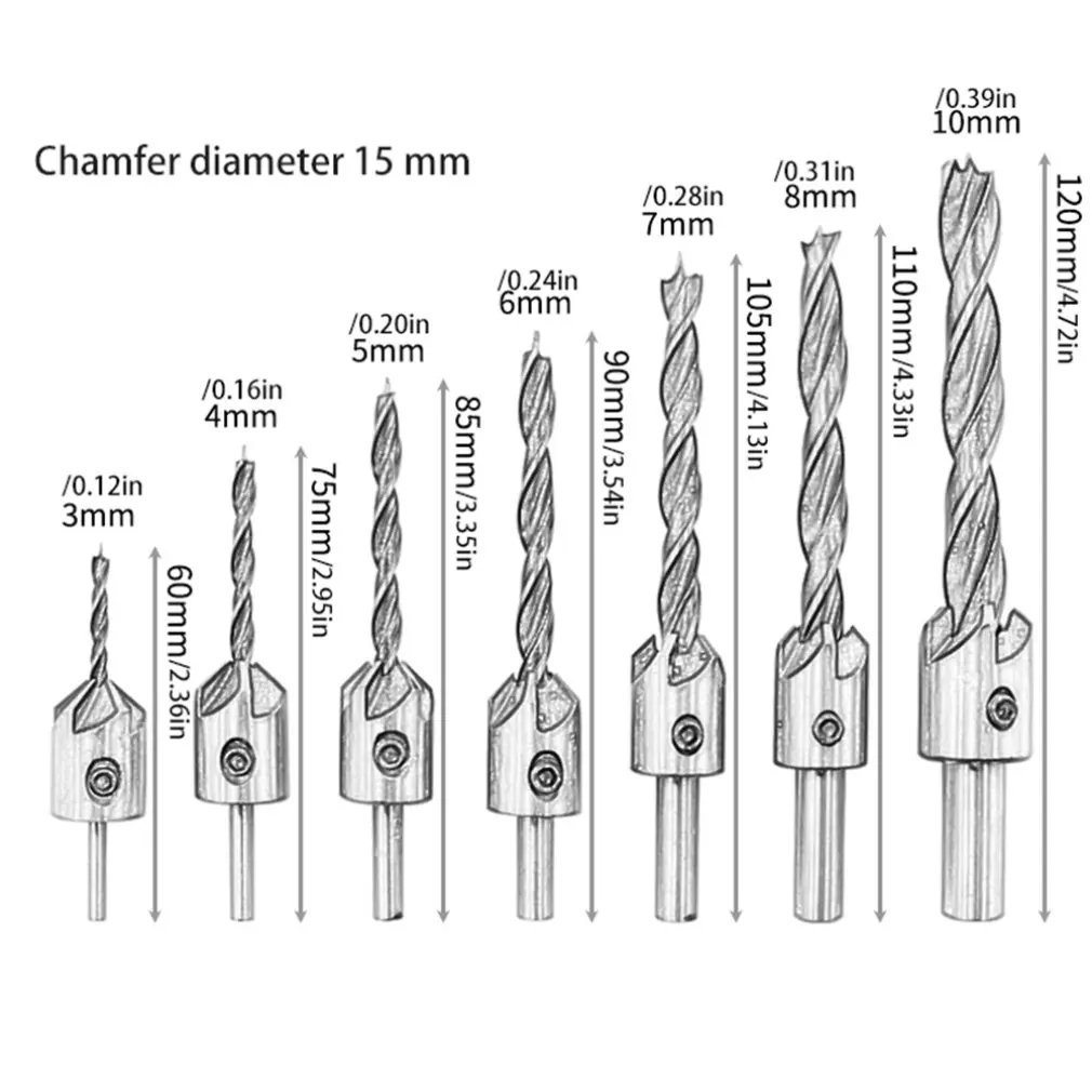 Деревообрабатывающий трехточечный потайной сверло открытое отверстие фаски