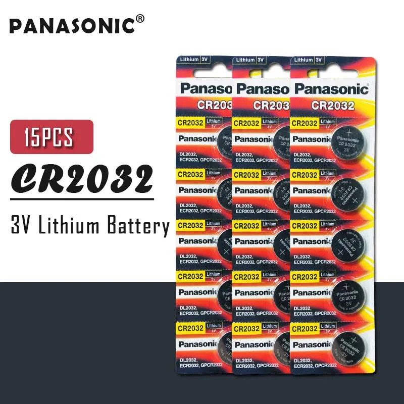 Оригинальный кнопочный аккумулятор PANASONIC CR2032 15 шт. 3 в литиевые батареи для часов