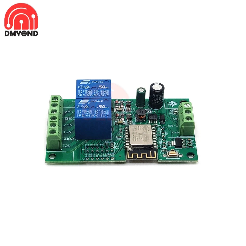 DC 5 В/8-80 в ESP8266 двойной модуль реле канала Wi-Fi ESP-12F макетная плата для IOT Smart Home Phone APP