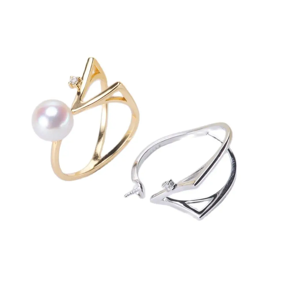 

Pearl Ring Settings, Fashionable Ring Findings, Adjustable Size 925 Silver Ring Jewelry DIY Making No Pearl