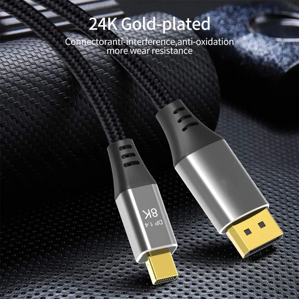 

Mini DP to DP Cable DP Ver 1.4 Bidirectional Conversion Support 8K@60Hz 4K@144Hz With Mini DisplayPort and DisplayPort Connector