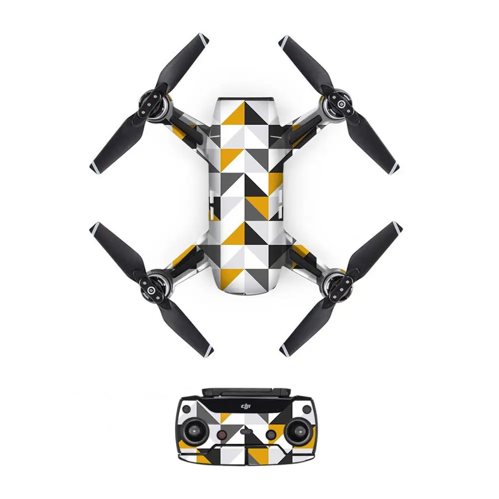 Pegatina triangular de estilo PVC para Dron DJI Spark, control remoto, 3 baterías, cubierta de película protectora
