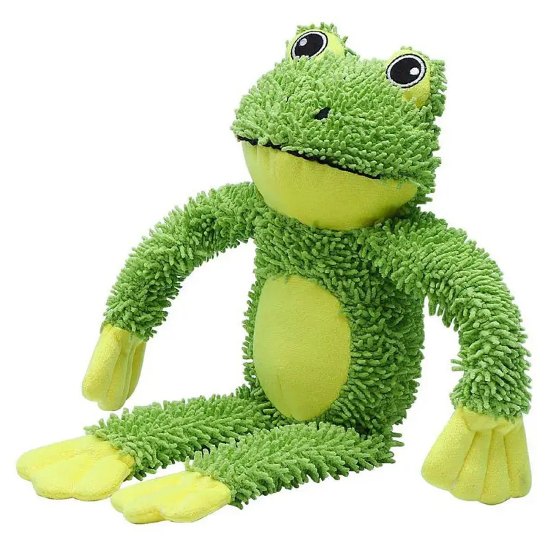 

Pet Dog Toys Fleece Chew Toys Outdoor Interactive Making Noise Plush Dog Cleaning Teeth Squeak Chihuahua Pugs Toy Green Frog