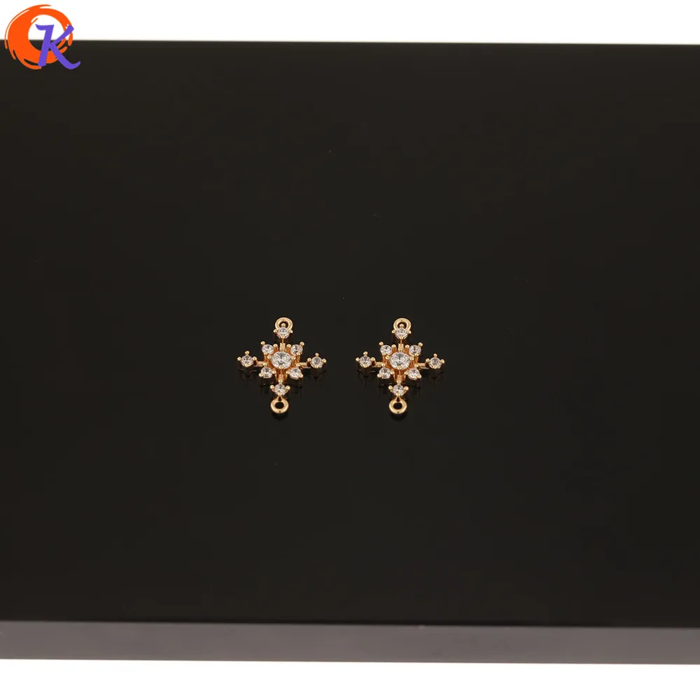 

Cordial Design 20Pcs 10*13MM Jewelry Accessories/Hand Made/DIY/Genuine Gold Plating/Flower Shape/CZ Connectors/Earring Findings