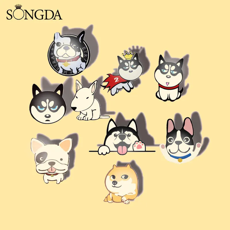 Горячая животное брошь в виде Хаски шпильки добрый друг людей собак арт