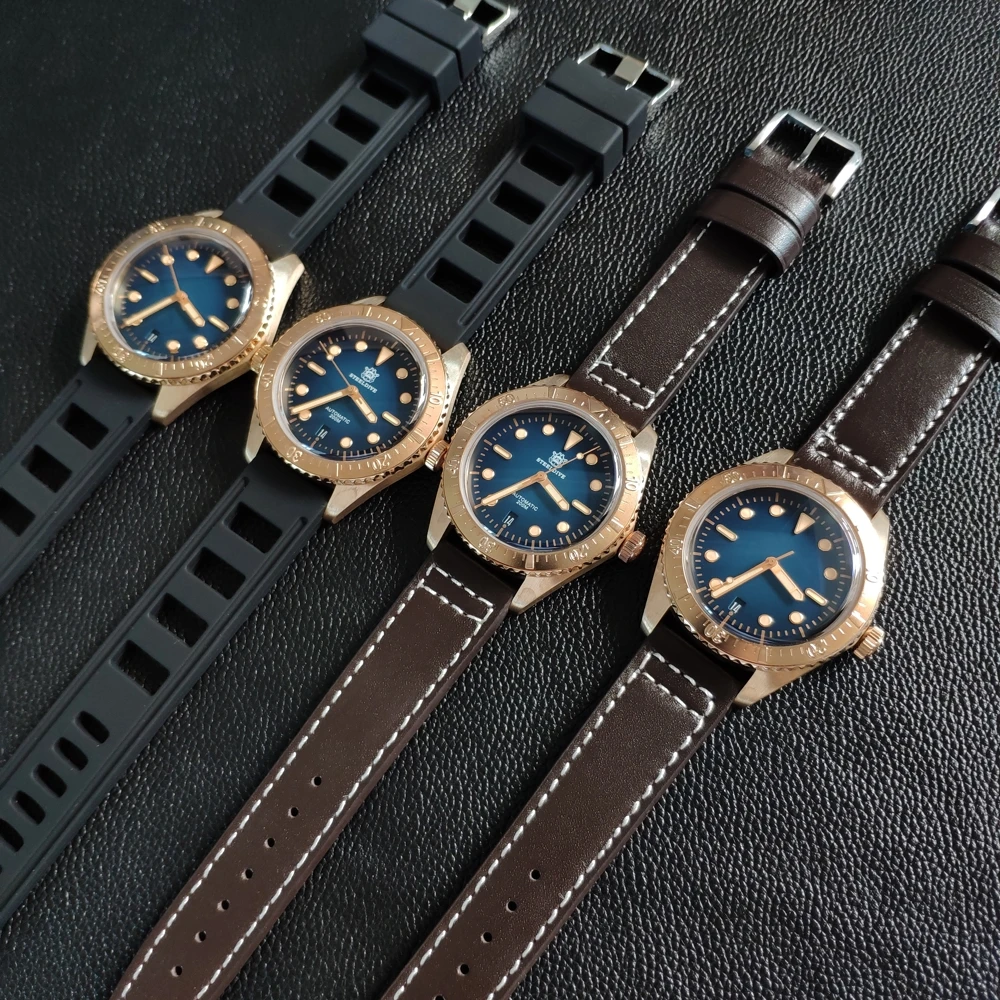 Стальные бронзовые часы для дайвинга 200 м Мужские механические с сапфировым