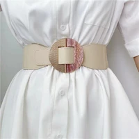 high quality women fashion width waistband alloy button elastic for woman cinch cummerbunds dress coat clothing accessories belt