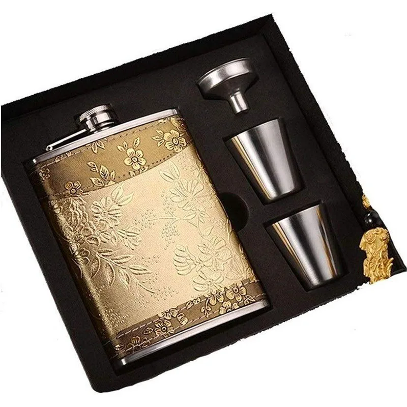 8 oz Hip Flask set 8 унций, фляжка из нержавеющей стали, набор с воронкой, 2 чашки для вина, Женихи, мужской роскошный подарочный набор для мужчин, бутылка для виски, для алкоголя, кожаная фляжка - Цвет: 8 oz Hip Flask set