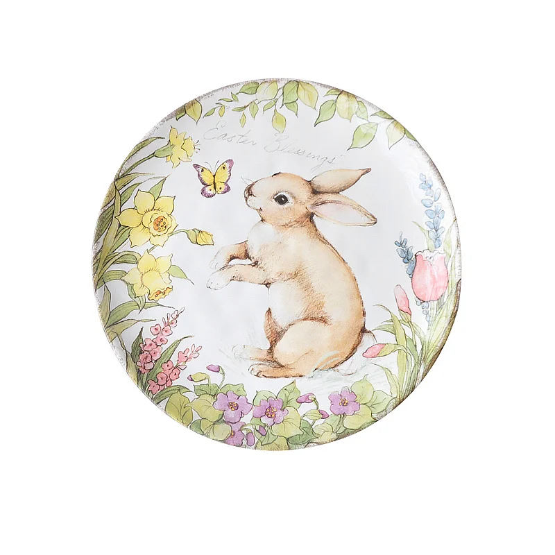 Нарисованные наклейки подглазурного Цвет Керамика пластины милый зайчик узор